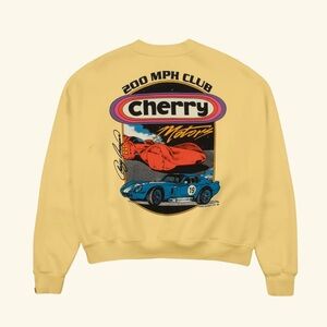 NWT Cherry LA American Crewneck Graphic Sweatshirt in Butter; 200 MPH Club